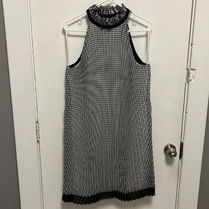 White House Black Market black and white checkered pleated dress